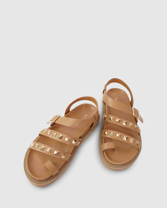 Leren Chunky Sandalen Dames met Verstelbare Bandjes en Studs - Zova - Fashion - Sandalen Dames