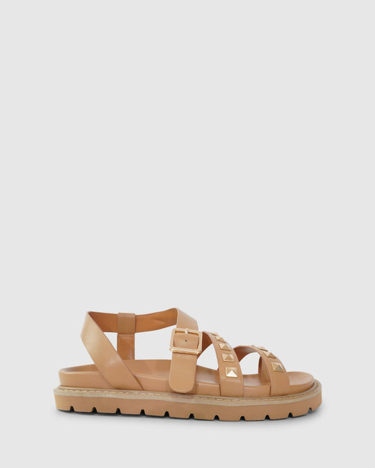 Leren Chunky Sandalen Dames met Verstelbare Bandjes en Studs - Zova - Fashion - Sandalen Dames