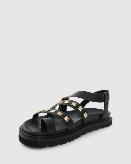 Leren Chunky Sandalen Dames met Verstelbare Bandjes en Studs - Zova - Fashion - Sandalen Dames