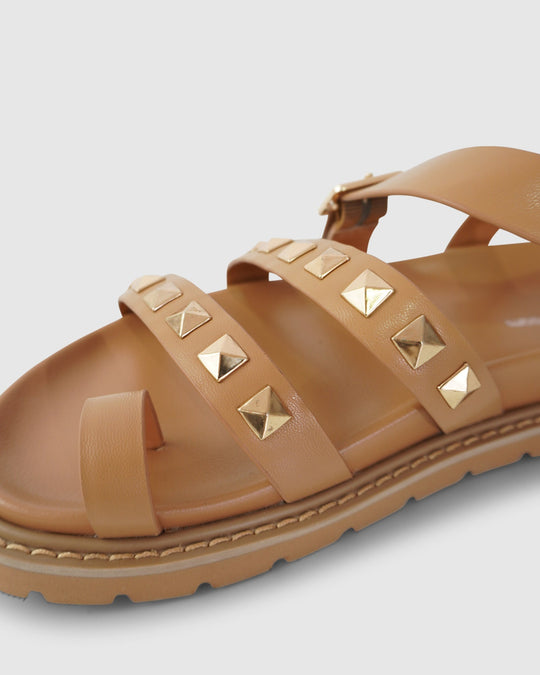 Leren Chunky Sandalen Dames met Verstelbare Bandjes en Studs - Zova - Fashion - Sandalen Dames