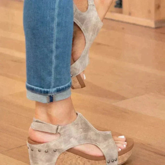 Leren Orthopedische Sandalen Dames met Open Teen en Wedge Hak - Zova - Fashion