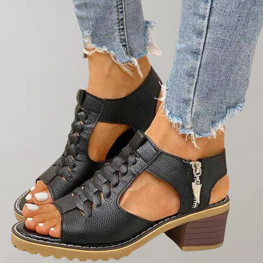 Leren Sandalen Dames met Orthopedische Hakken en Verstelbare Bandjes - Zova - Fashion - Sandalen Dames