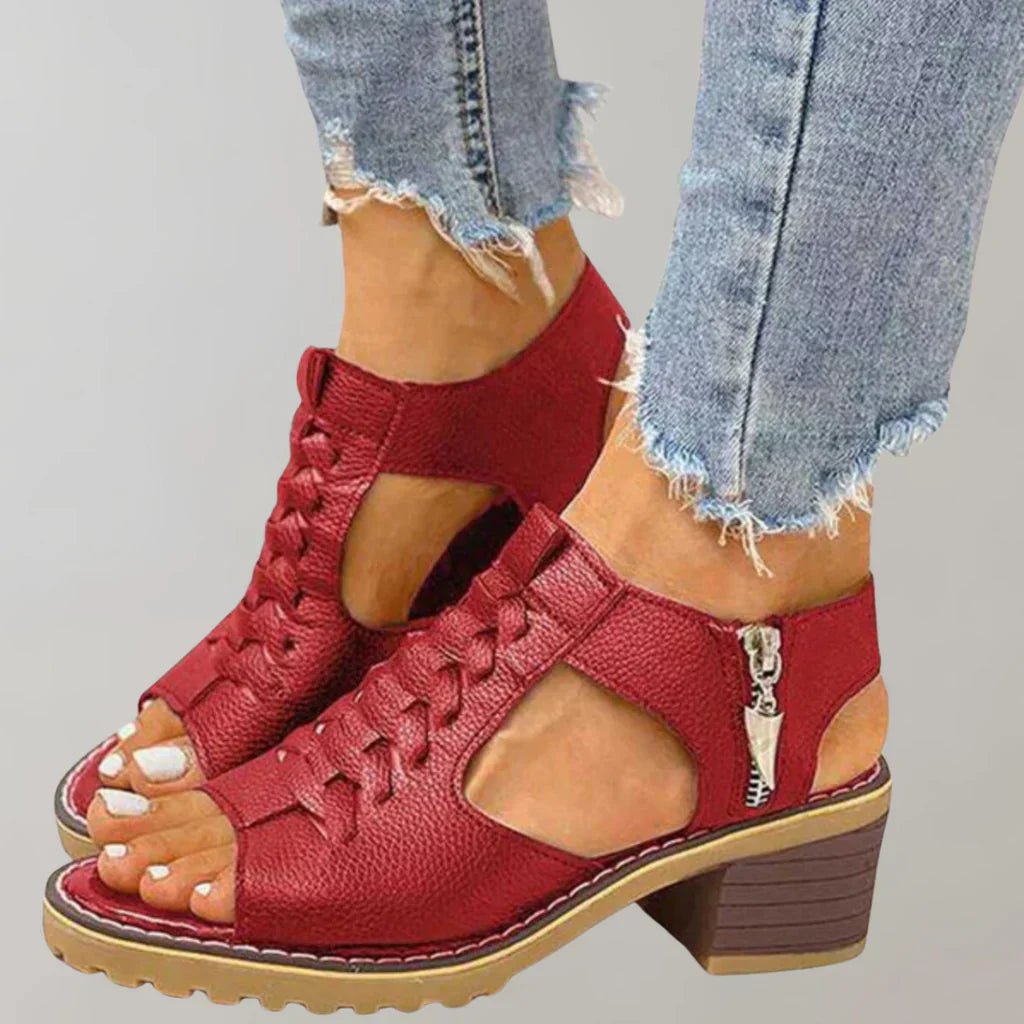 Leren Sandalen Dames met Orthopedische Hakken en Verstelbare Bandjes - Zova - Fashion - Sandalen Dames