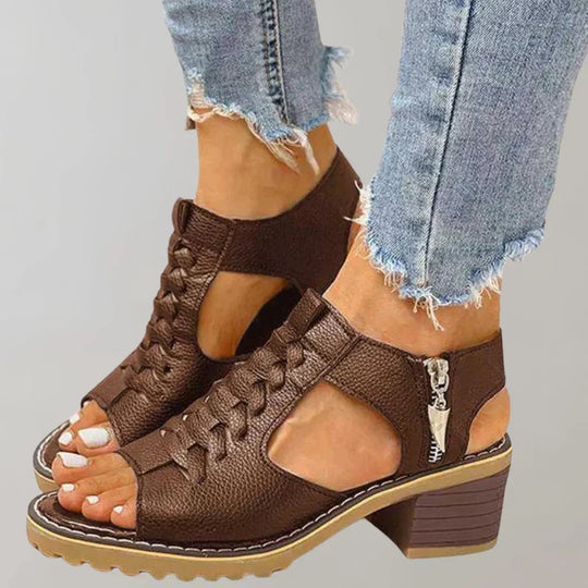 Leren Sandalen Dames met Orthopedische Hakken en Verstelbare Bandjes - Zova - Fashion - Sandalen Dames