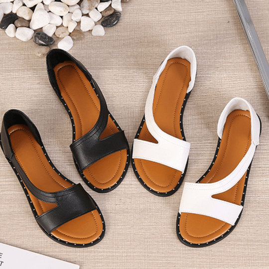 Leren Sandalen Dames met Shock - absorberende Zool en Slip - on Design - ZovaFashion - Sandalen Dames