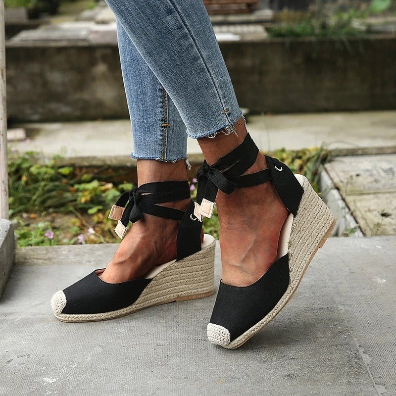 Leren Sandalen Dames met Tie - up Veters en Relaxed Fit - ZovaFashion - Sandalen Dames