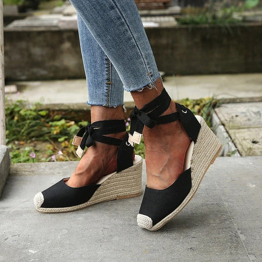 Leren Sandalen Dames met Tie - up Veters en Relaxed Fit - ZovaFashion - Sandalen Dames