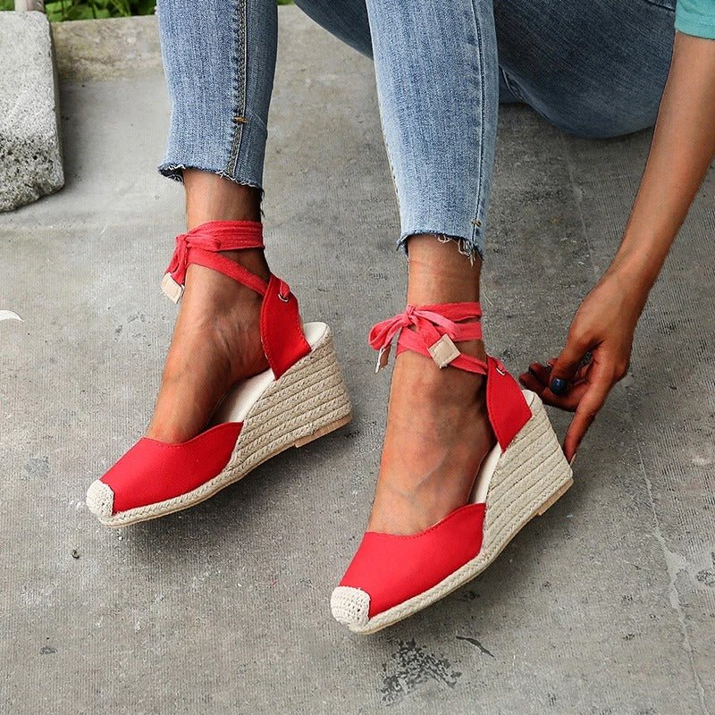 Leren Sandalen Dames met Tie - up Veters en Relaxed Fit - ZovaFashion - Sandalen Dames