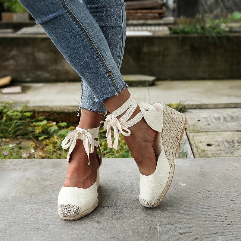 Leren Sandalen Dames met Tie - up Veters en Relaxed Fit - ZovaFashion - Sandalen Dames