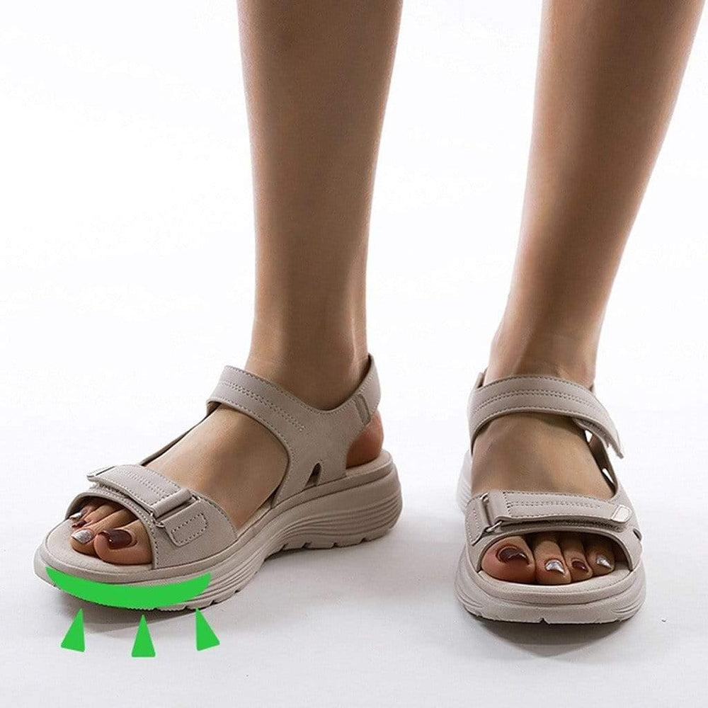 Leren Sandalen Dames met Verstelbare Bandjes en Ergonomische Ondersteuning - ZovaFashion - Sandalen Dames