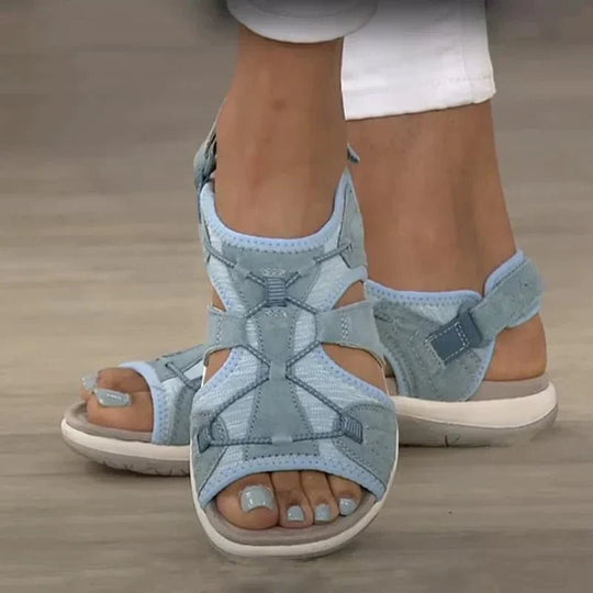 Leren Sandalen Dames met Verstelbare Bandjes en Open - Teen Design - ZovaFashion - Sandalen Dames