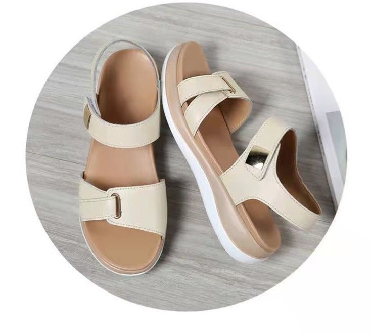 Leren Sandalen Dames met Verstelbare Bandjes en Ruime Teenruimte - ZovaFashion - Sandalen Dames