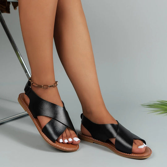 Leren Sandalen Dames met Verstelbare Gesp en Premium Kwaliteit - ZovaFashion - Sandalen Dames