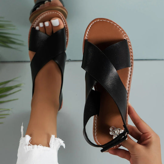 Leren Sandalen Dames met Verstelbare Gesp en Premium Kwaliteit - ZovaFashion - Sandalen Dames