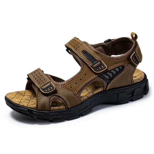 Leren Sandalen Dames met Verstelbare Klittenbandriemen en Schokabsorberende Zool - ZovaFashion - Sandalen Dames