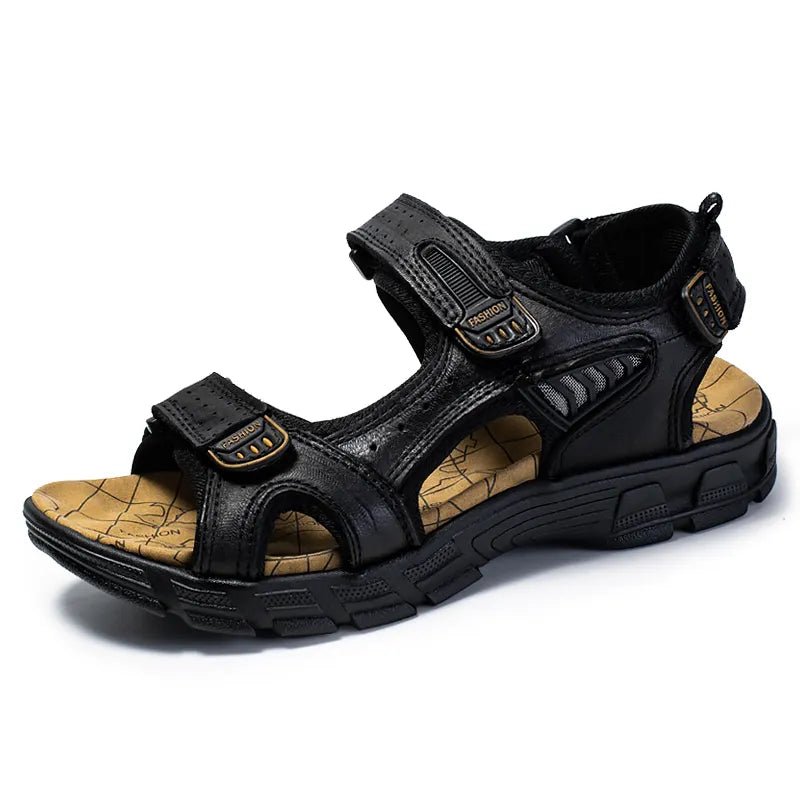 Leren Sandalen Dames met Verstelbare Klittenbandriemen en Schokabsorberende Zool - ZovaFashion - Sandalen Dames