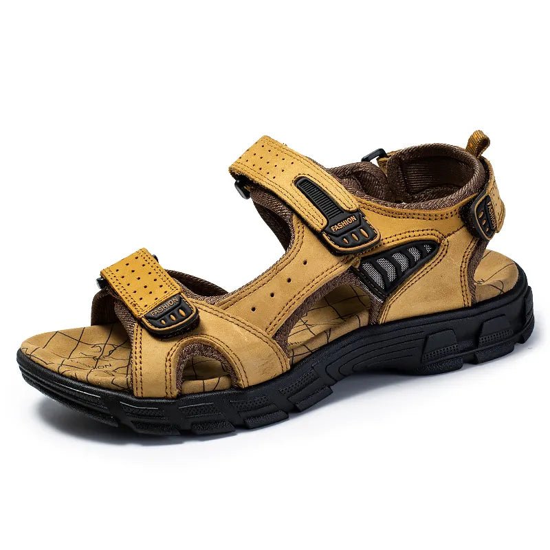 Leren Sandalen Dames met Verstelbare Klittenbandriemen en Schokabsorberende Zool - ZovaFashion - Sandalen Dames