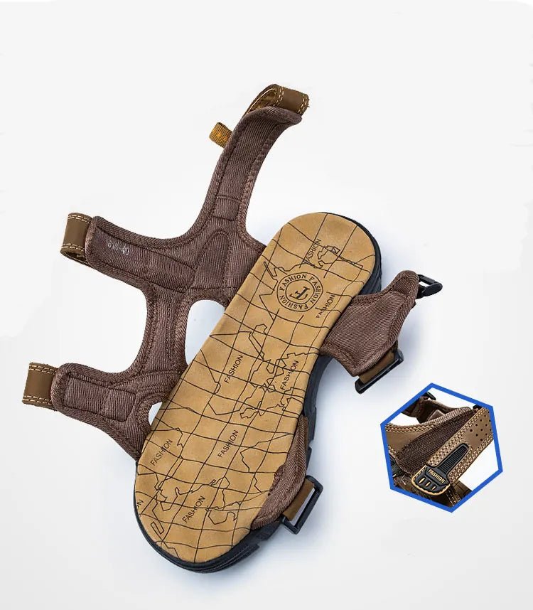 Leren Sandalen Dames met Verstelbare Klittenbandriemen en Schokabsorberende Zool - ZovaFashion - Sandalen Dames