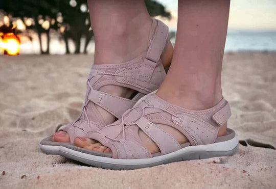 Leren Sandalen Dames met Verstelbare Velcro Bandjes en Gevoerde Zool - ZovaFashion - Sandalen Dames