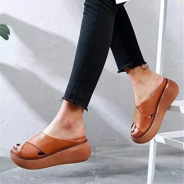 Leren Sandalen Dames met X - Strap Design en Open Teen - ZovaFashion - Sandalen Dames