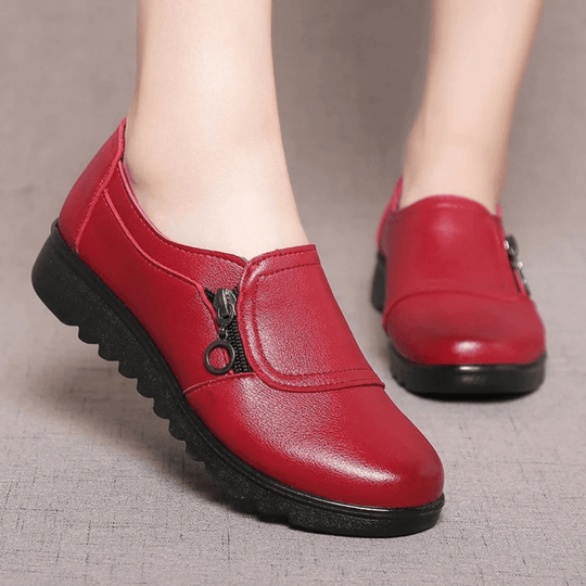 Leren Schoenen Dames met Orthopedische Ondersteuning en Chunky Zool - ZovaFashion - Schoenen Dames