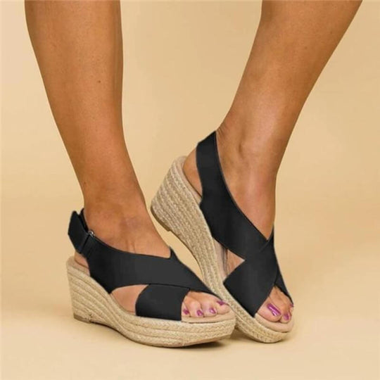 Leren Sleehak Sandalen Dames met Kruisbanden - Zova - Fashion