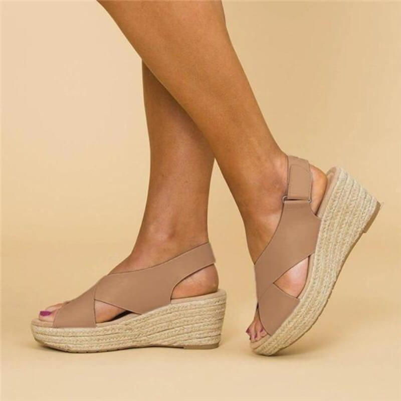 Leren Sleehak Sandalen Dames met Kruisbanden - Zova - Fashion