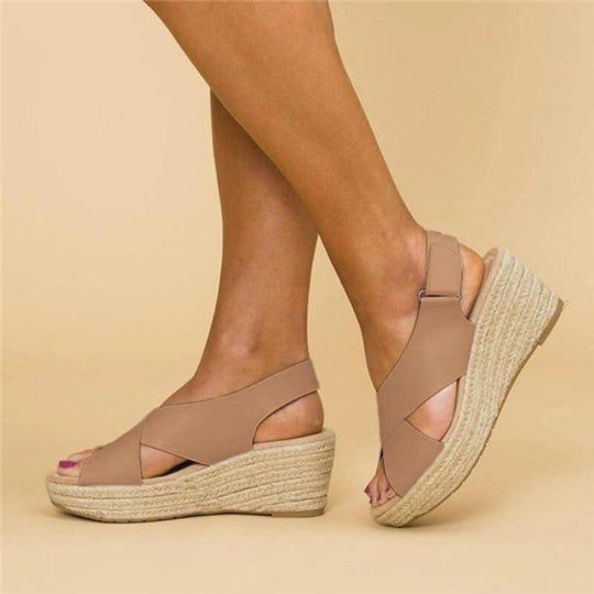 Leren Sleehak Sandalen Dames met Kruisbanden - Zova - Fashion