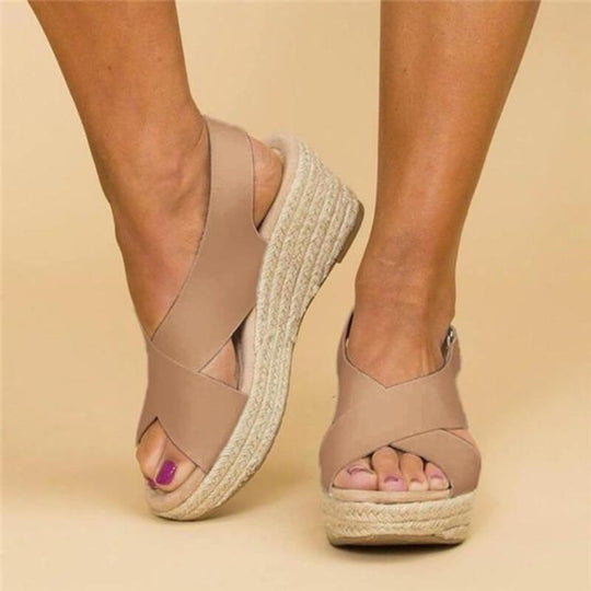 Leren Sleehak Sandalen Dames met Kruisbanden - Zova - Fashion