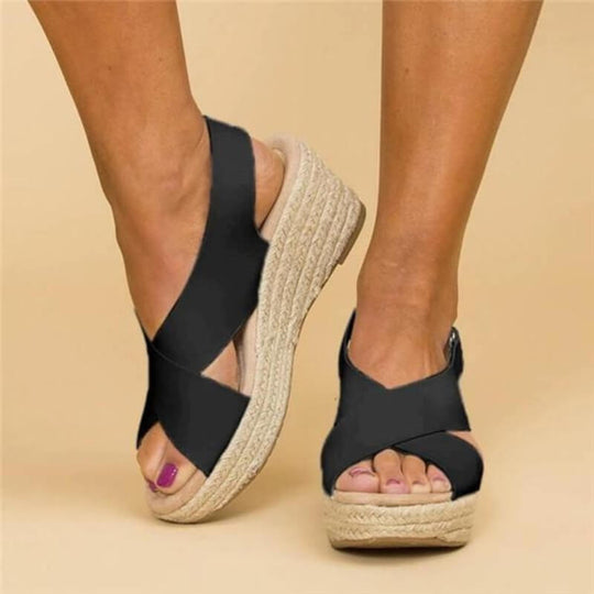 Leren Sleehak Sandalen Dames met Kruisbanden - Zova - Fashion