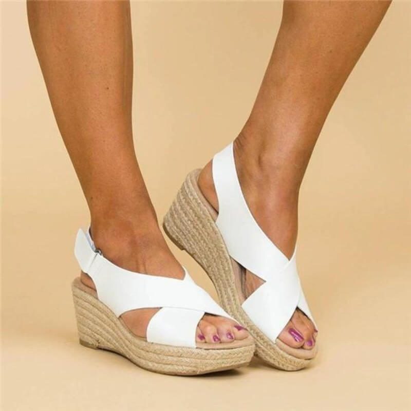 Leren Sleehak Sandalen Dames met Kruisbanden - Zova - Fashion