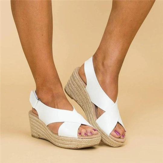 Leren Sleehak Sandalen Dames met Kruisbanden - Zova - Fashion