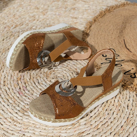 Leren Snakeprint Sandalen Dames met Orthopedisch Ontwerp en Verstelbare Bandjes - ZovaFashion - Sandalen Dames