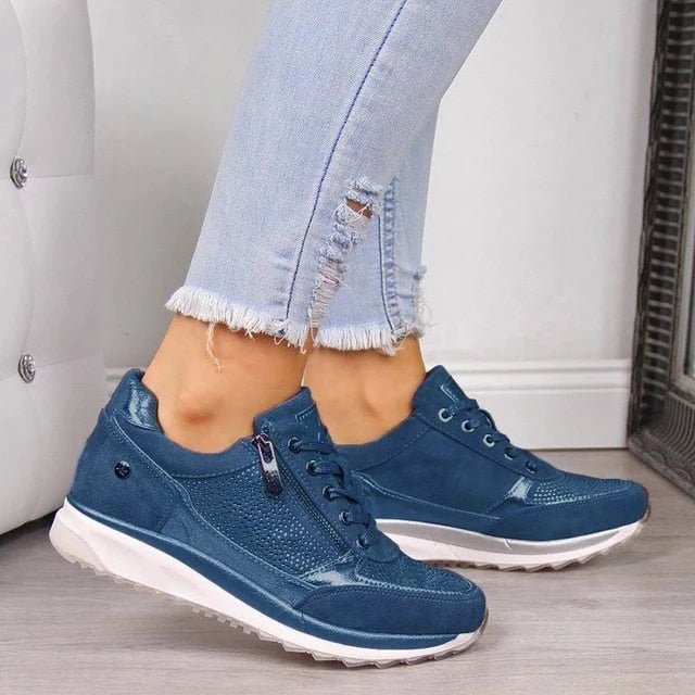 Leren Sneakers Dames met Chunky Zool en Relaxed Fit - ZovaFashion - Schoenen Dames