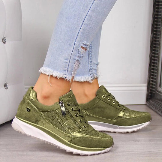 Leren Sneakers Dames met Chunky Zool en Relaxed Fit - ZovaFashion - Schoenen Dames