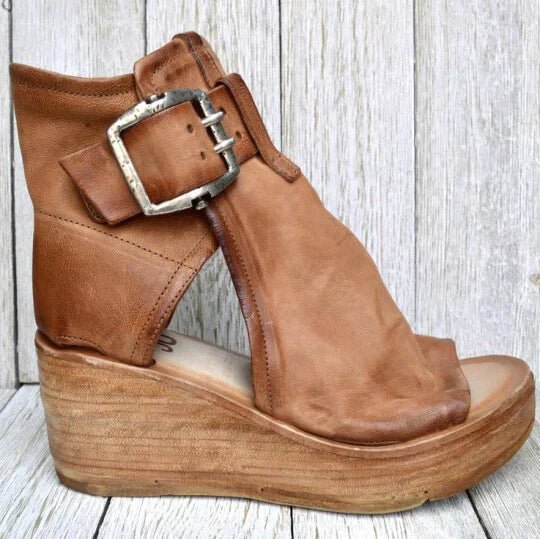 Leren Wedge Sandalen Dames met Non - Slip Zolen en Verstelbare Bandjes - Zova - Fashion - Sandalen Dames