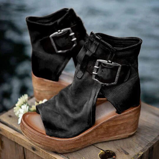 Leren Wedge Sandalen Dames met Non - Slip Zolen en Verstelbare Bandjes - Zova - Fashion - Sandalen Dames