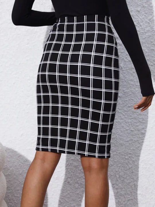 Lexi's Midi Zomerrok Dames in Geruite Print met Slim Fit en Elastische Tailleband - Zova - Fashion