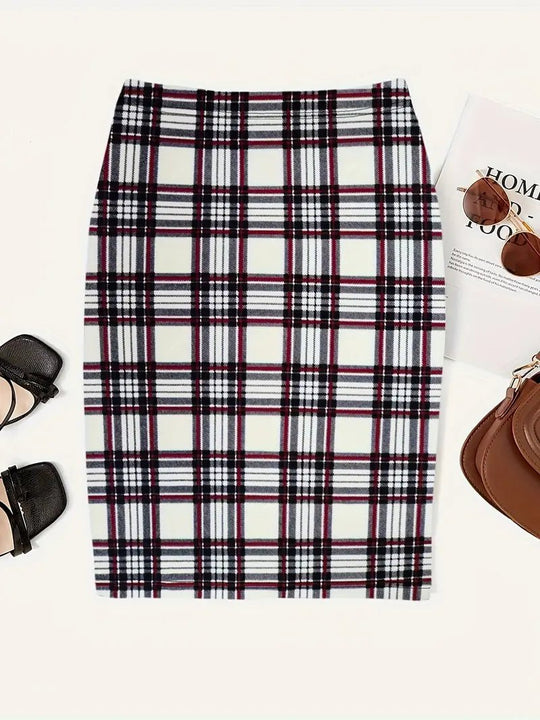 Lexi's Midi Zomerrok Dames in Geruite Print met Slim Fit en Elastische Tailleband - Zova - Fashion