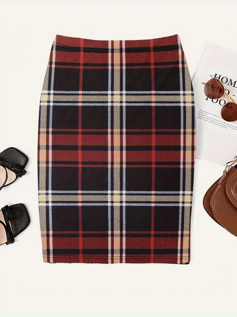 Lexi's Midi Zomerrok Dames in Geruite Print met Slim Fit en Elastische Tailleband - Zova - Fashion