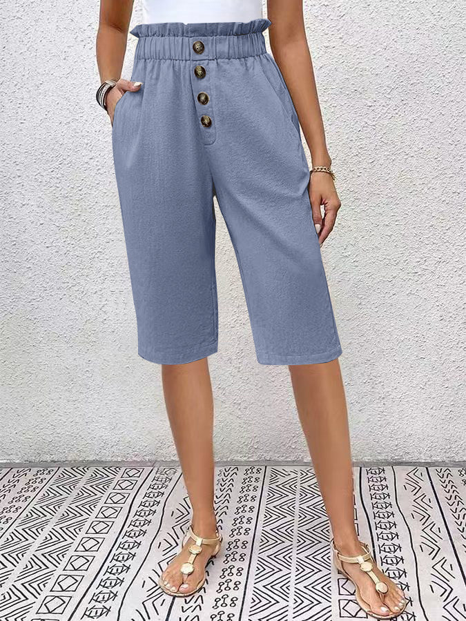 Linnen Broek Dames – Hoge Taille Paperbag Stijl met Relaxed Fit en Zijzakken - Zova - Fashion