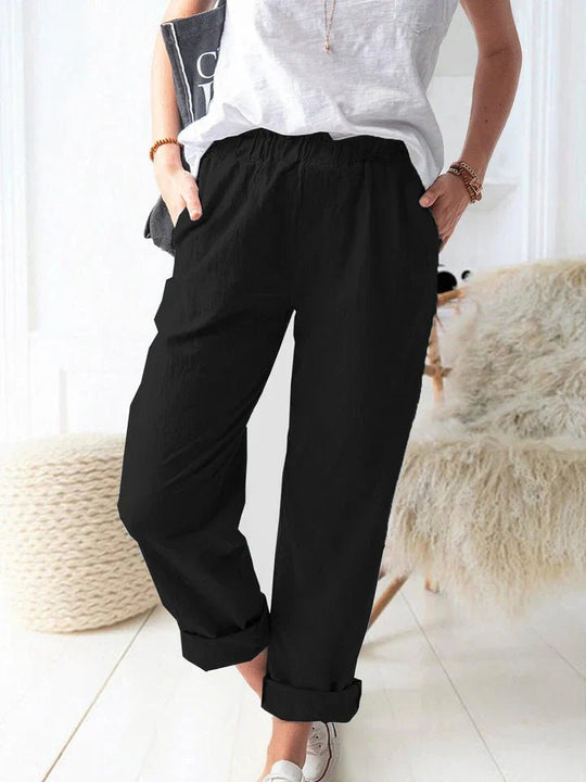 Linnen Broek Dames met Elastische Tailleband - Ademend en Stijlvol voor Zomerse Dagen - Zova - Fashion