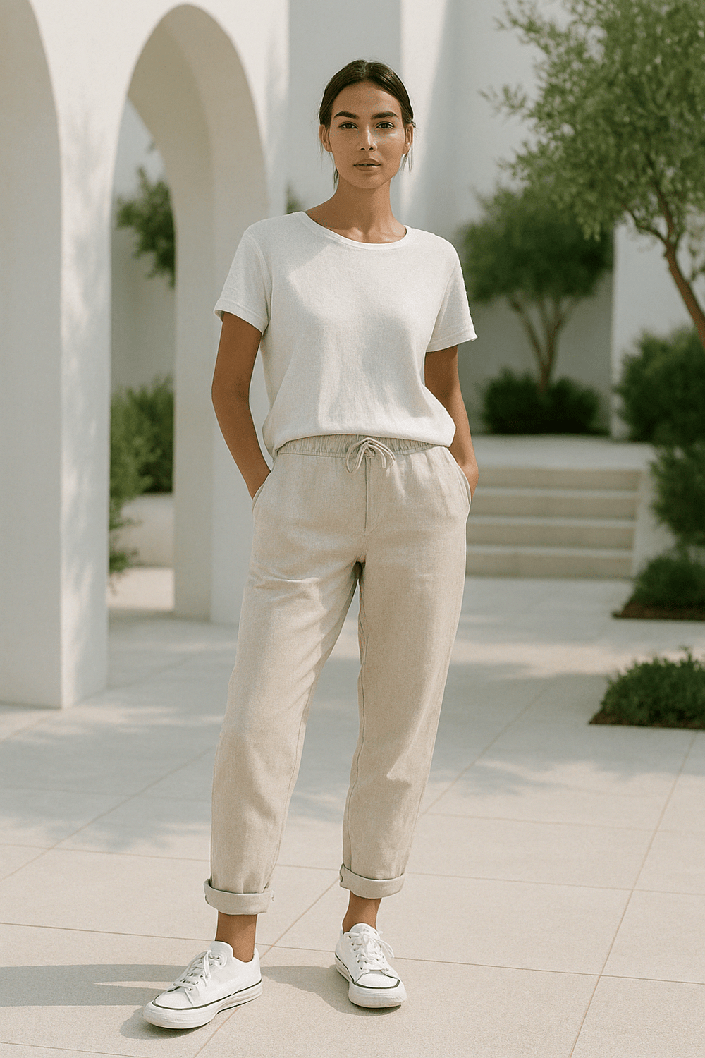 Linnen Broek Dames met Elastische Tailleband en Relaxed Fit voor de Warmere Dagen - Zova - Fashion