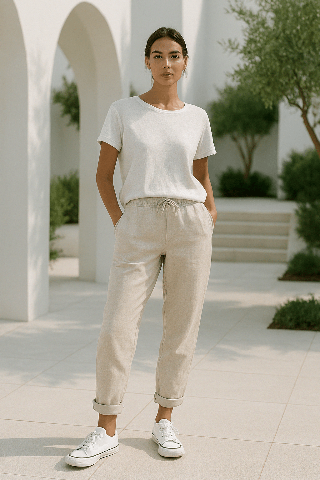 Linnen Broek Dames met Elastische Tailleband en Relaxed Fit voor de Warmere Dagen - Zova - Fashion