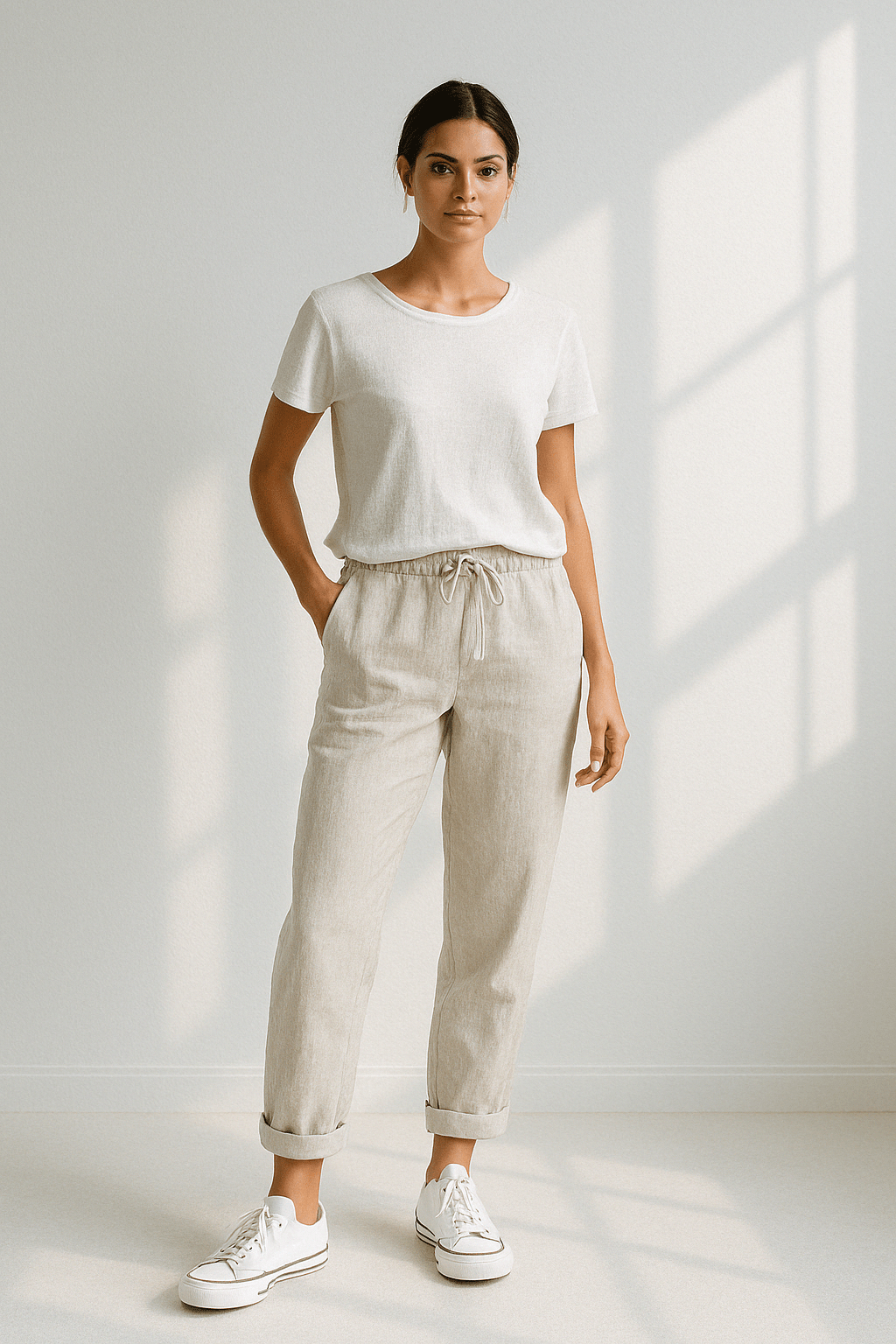 Linnen Broek Dames met Elastische Tailleband en Relaxed Fit voor de Warmere Dagen - Zova - Fashion
