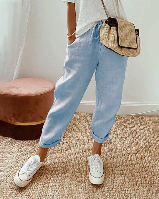 Linnen Broek Dames met Losse Pasvorm en Flatterend Silhouet - Zova - Fashion