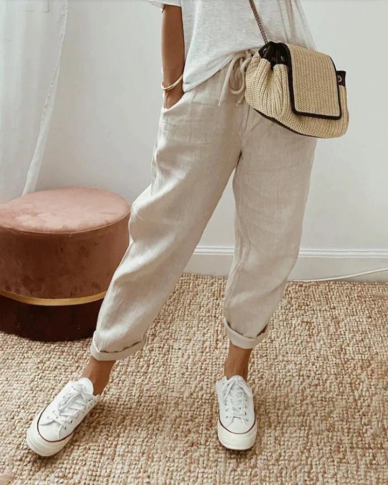 Linnen Broek Dames met Losse Pasvorm en Flatterend Silhouet - Zova - Fashion