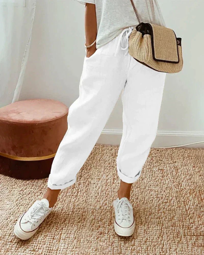 Linnen Broek Dames met Losse Pasvorm en Flatterend Silhouet - Zova - Fashion