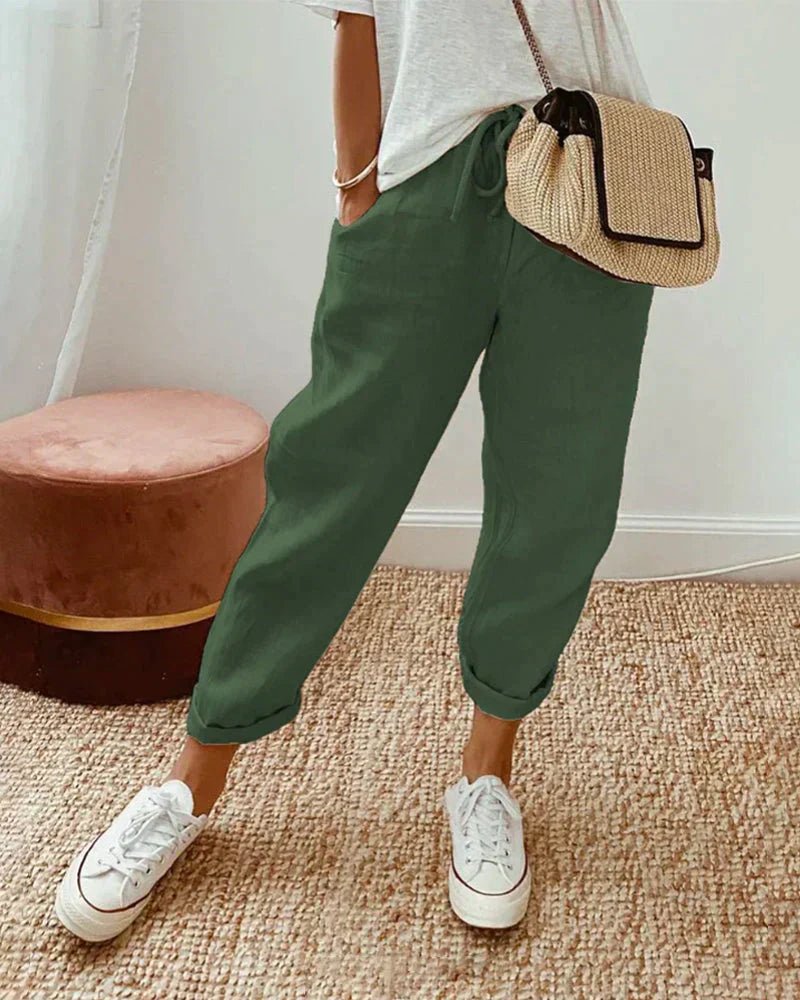 Linnen Broek Dames met Losse Pasvorm en Flatterend Silhouet - Zova - Fashion