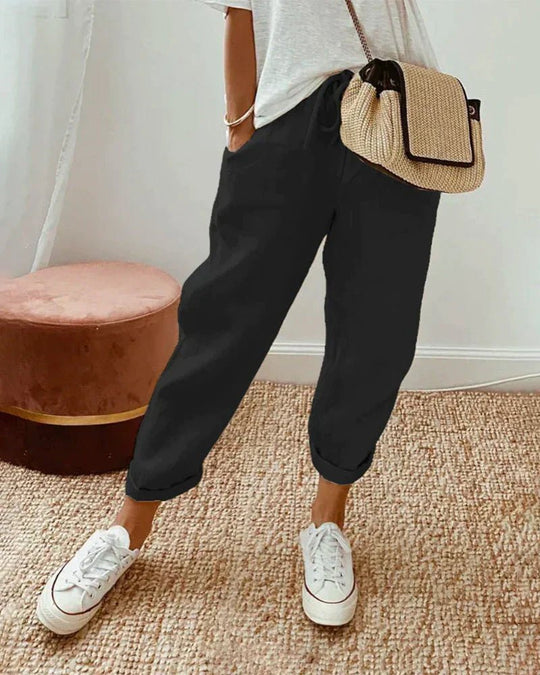 Linnen Broek Dames met Losse Pasvorm en Flatterend Silhouet - Zova - Fashion